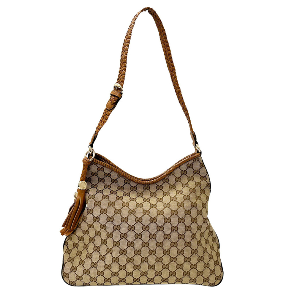 Gucci GUCCI Women's Handbag, Marrakech Shoulder Bag, GG Canvas, Brown, Gold H...